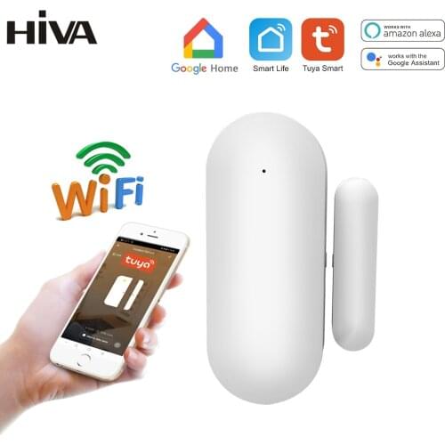HIVA Wifi Door Detector Tuya Smart life App control Wifi Window Sensor Security Alarm work With Alexa Google Home