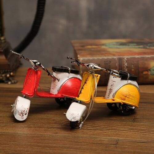 Electric Cars Scooter Model Retro Mini Grocery Motorcycle Model Metal Craft Iron Ornaments Home Decoration Photography Props