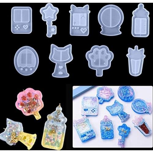 1PCS Quicksand Casting Resin Keychain Mold Fashion DIY Epoxy Resin Shaker Mould For Pendant Jewelry Decoration Craft Making