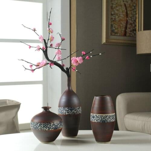 Retro Applique Ceramic Vase Home Decoration Ornament Gardening Ceramic Crafts