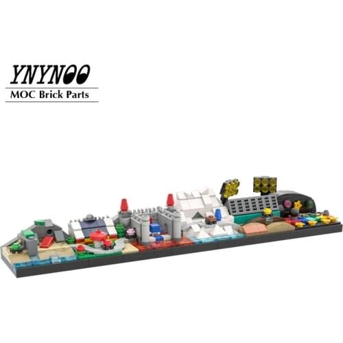 439Pcs Car Karted 64 Skyline Building MOC Blocks Bricks Collection Rainbow Road City Cartoon Construction Creative Kids Toys