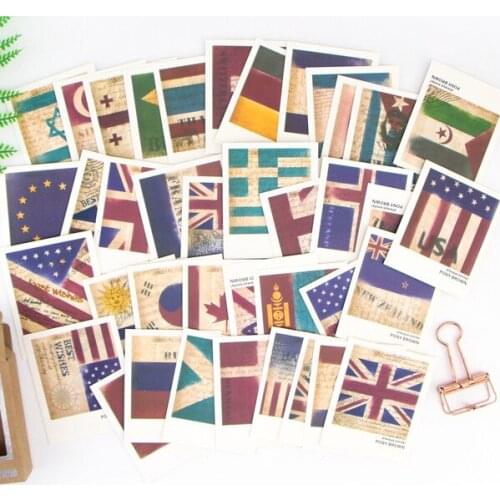 Boxed retro 40pcs National flag Mini Greeting Card Postcard Birthday Letter Envelope Gift Card Set Message word Stationery Card