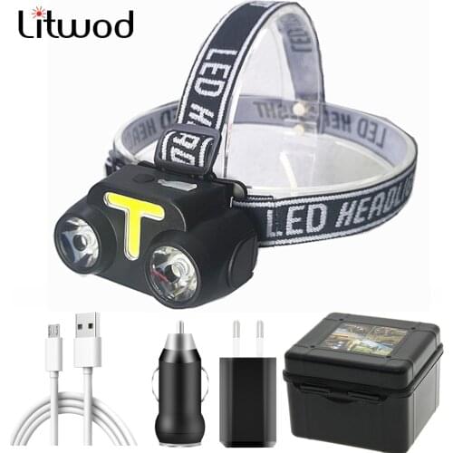Bike Light Mini COB LED Headlight Headlamp Head Lamp Flashlight USB Rechargeable 18650 Torch Camping Hiking Night Fishing Light