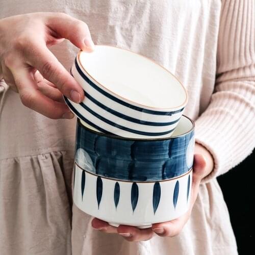 MUZITY Ceramic Bowl Hand-made Porcelain Rice or Noodle Bowl Restaurant Dessert Bowl Tableware