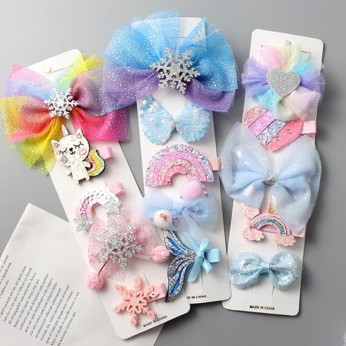 3/5Pcs hair clip set Girl Cute Cartoon Hair bands Hair Accessories Bow headwear Hairpins Kids Sweet hair band Hairpin Headdress