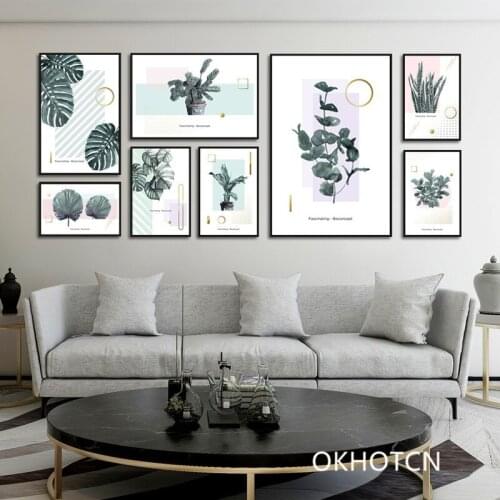 Canvas Painting Wall Art Nordic Poster Print Light Coloured Plants Fresh Leaf Pictures Bedroom Home Decor No Frame