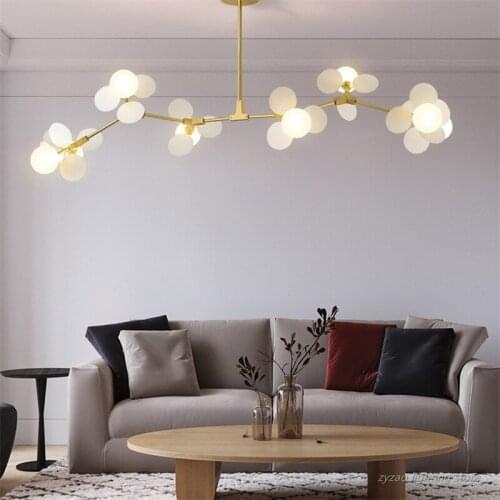 Nordic Designer Molecular LED Pendant Light Fixture Living Room Decor Flower Branch Hanging Lights Acrylic Indoor Decor Lighting