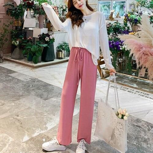 2021 New Spring Summer Womans Tops and Long Pants Three Pieces Sets O-Neck Full Sleeve Loose Fashion Pullovers Hot Sale