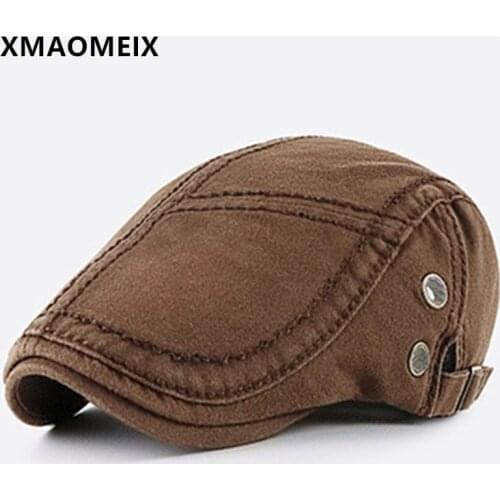 XMAOMEIX New Cotton Thick Line Berets Snapback Cap Mens Mesh Breathable Tongue Caps Adjustable Size Washable Cloth Sports Cap