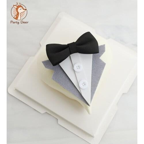 New Happy Daddy Bow Tie Shirt Suit sets Cake Topper Cake Topper For Father Mother DAD Birthday Party Cake Decorations Love Gifts
