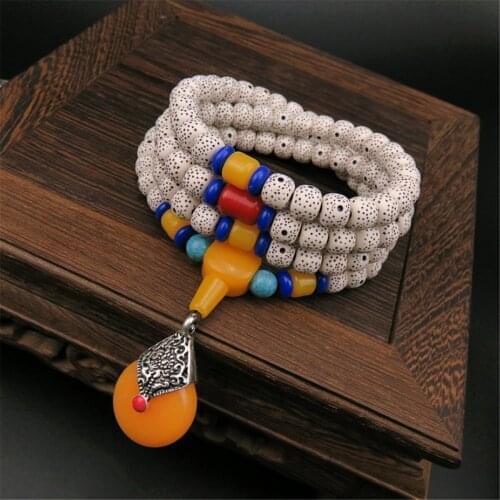 Tibetan Buddhist Buddha 6MM Bodhi 108 Prayer Bead Mala Bless Bracelet Necklace