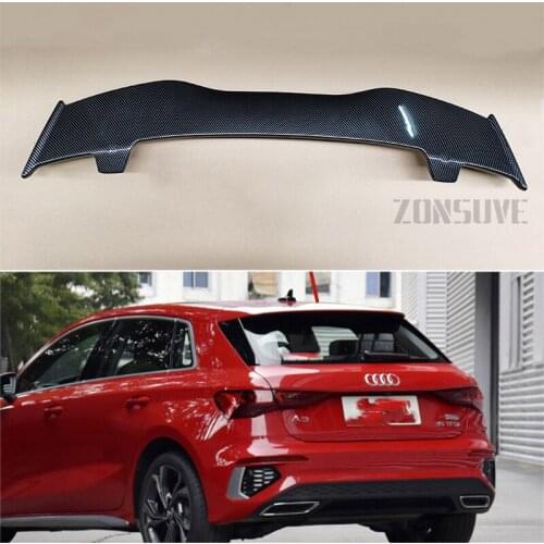 Use For Audi A3 2014-2021 Year Spoiler ABS Plastic Carbon Fiber Look Hatchback Roof Rear Wing Body Kit Accessories