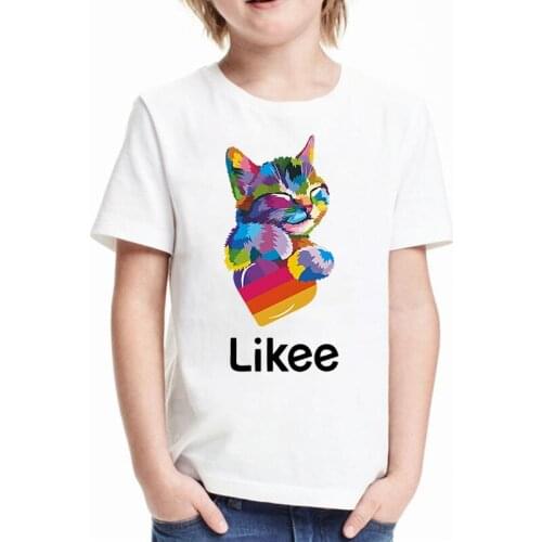 Rainbow cartoon t shirt for girls tshirt fashion clothing funny girl t-shirt likee cat kids clothes boys animal graphic t shirts