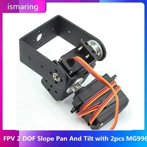 FPV 2 DOF Slope Pan And Tilt with 2pcs MG996 Servos Sensor Mount Kit For Robot Arduino Remote Controller Toys MG996 Servo