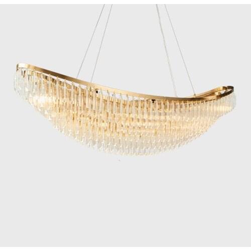 Modern golden crystal chandelier villa duplex building light luxury crystal boat decoration chandelier can be customized