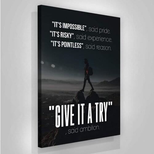 Inspiring Words Give It A Try Poster Canvas Paintings On the Wall Art Posters Prints Space Man Painting Art Pictures Home Decor