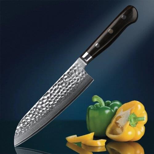 TURWHO 7 inch Santoku Knife Japanese Pro Chef Knive 67 layers Damascus Stailess Steel Very Sharp Cleaver Kitchen Cooking Tools