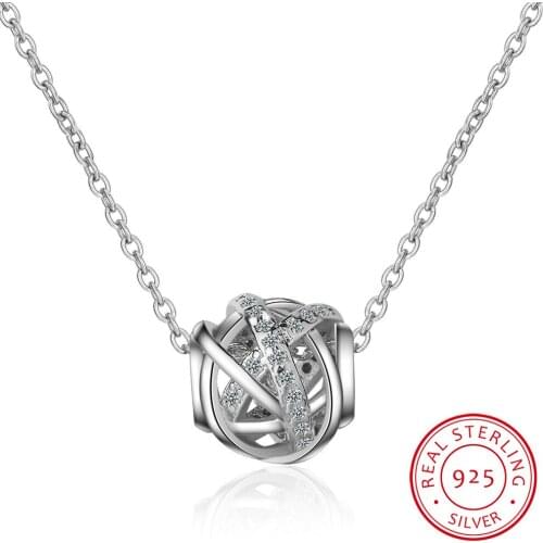 Charm 925 Sterling Silver Lucky Beads Necklaces For Women Two Colors Micro Zirconia Necklace Choker S-N358