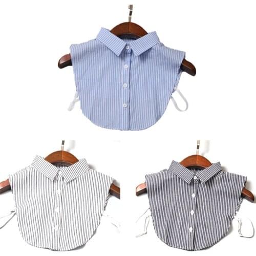 Vertical Striped Detachable Collar WomenVintage Choker Necklace Detachable Lapel Shirt Fake False Collar Clothing Accessoires