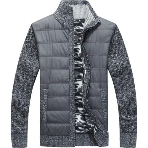Winter Mens Fleece Sweater Coat Thick Patchwork Wool Cardigan Muscle Fit Knitted Jackets Fashionable Male Clothing for Autumn