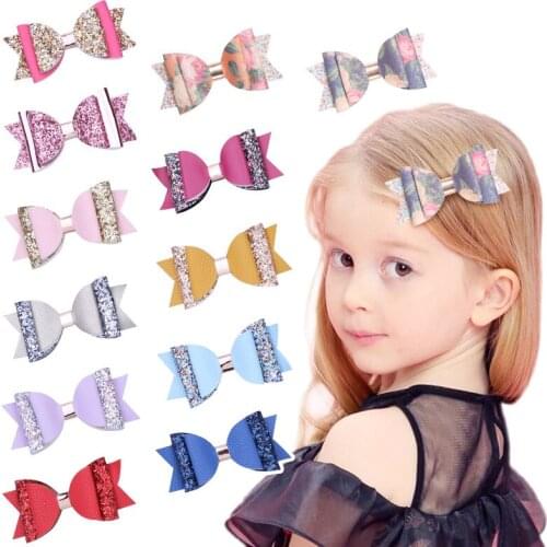 1 Pieces Baby Girl Infant Hair Accessory Newborn Clip Headwear Princess Cute Gift Lovely Children PU Leather Bow Bowknot Hairpin