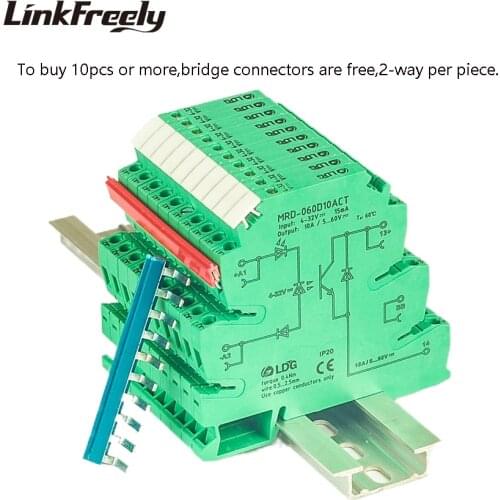 MRD-060D10ACT 10pcs PLC Interface Solid State Relay Module DC to DC 10A 1-60VDC Ouput Input: 5V 12V 24V DC SSR Voltage Relay Din