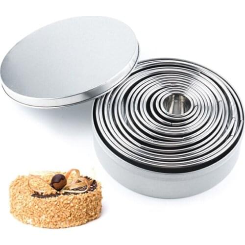 12pcs/set Stainless Steel Round Cookie Biscuit Cutters Circle Pastry Cutters Metal Baking Ring Molds for Fondant Cake DIY