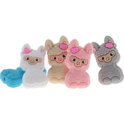 20pcs Alpaca Silicone Beads Baby Silicone Teething Beads Baby Goods Pacifier Chain Accessories Chewing Bead BPA Free Diy Cartoon