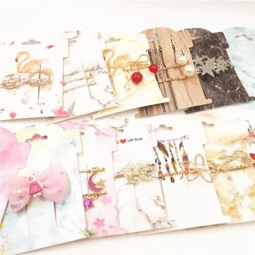 2019 NEW Design white/kraft/black color paper cardboard hair clip hair claws blank card 100pcs per lot