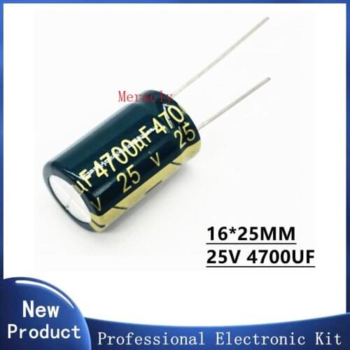 5PCS 25V 4700UF 20% High frequency and low impedance in-line aluminum electrolytic capacitors long life Brand new authentic