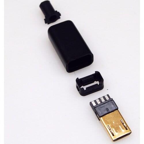 50set DIY 4 in 1 Gold-plated micro USB 5p male plug 9mm plug long type