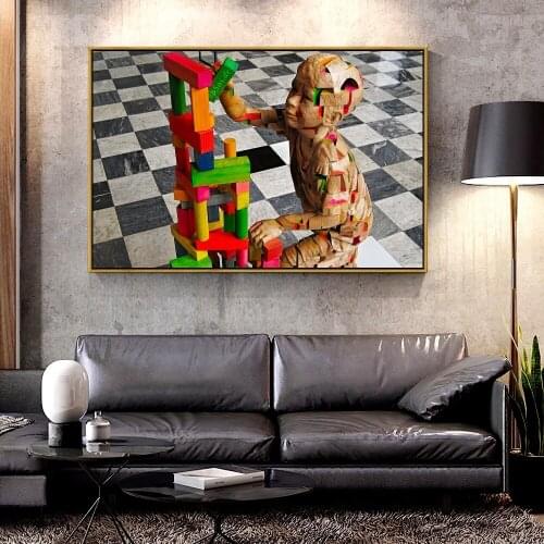 Artcozy Oil Canvas Painting wooden_sculpture_of_science_genetics For Home Decoration Wall Art