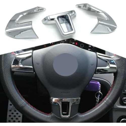Car Styling Steering Wheel Sticker Trim Cover For Volkswagen VW Golf 6 MK6 Polo Bora Sagitar Jetta ABS Chrome