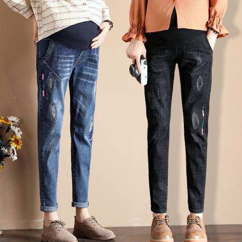 Maternity Pants Pregnancy Clothes Spring Autumn Maternity Jeans For Pregnant Women Casual Cotton Belly Elastic Denim Trousers