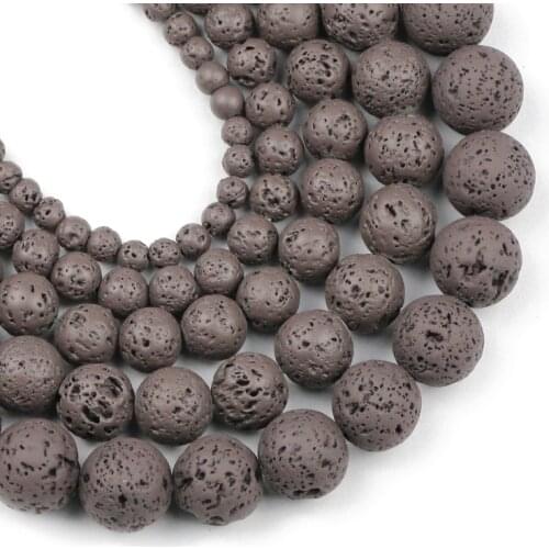 Natural Lava Stone Beads Dark Gray Rubber Volcanic 4/6/8/10/12MM Round Spacer Loose beads for Jewelry making DIY bracelets