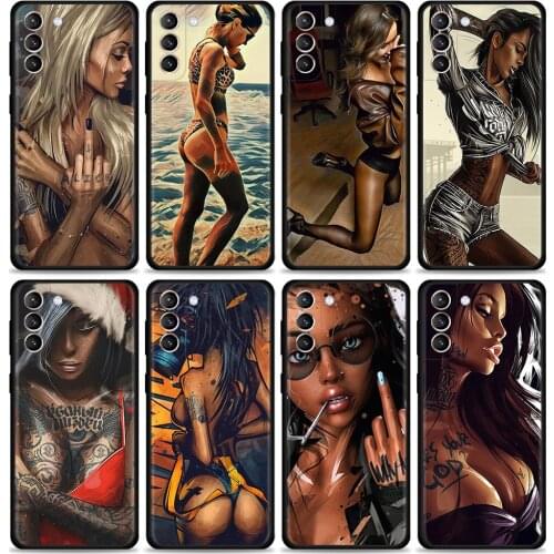 Smartphone Case For Samsung Galaxy S20 FE S21 Ultra S9 S10 Plus Lite S10e Back Cover Funda Bag Hot Sexy Sleeve Tattoo Girl