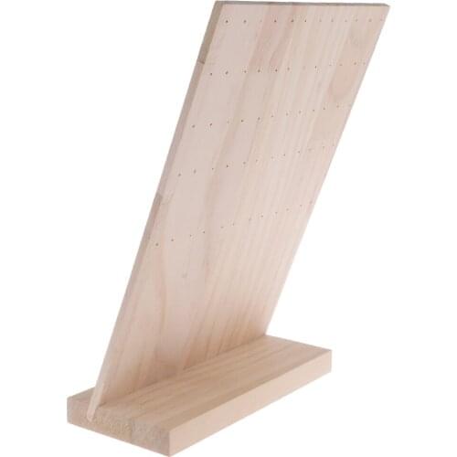 60 Holes Wooden Jewelry Stand for Stud Earrings Dangle Earrings Display Rack