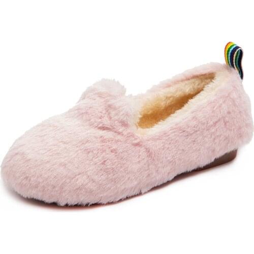 Childrens Plush Shoes For Autumn And Winter New Girls' Footwear Baby Shoes Kids Fashion Style Warm Cotton Wool Hot Item