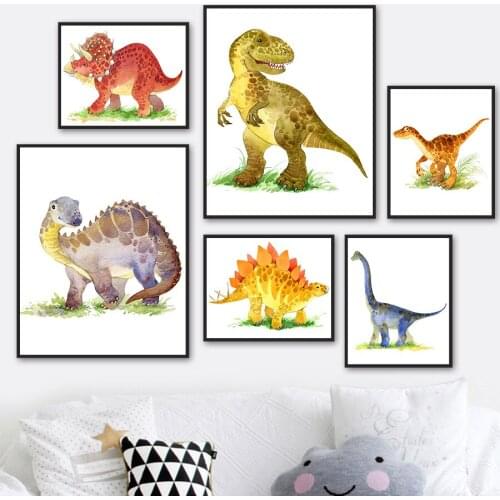 Dinosaur Triceratops stegosaurus Nordic Posters And Prints Wall Art Canvas Painting Wall Pictures Baby Kids Room Nursery Decor