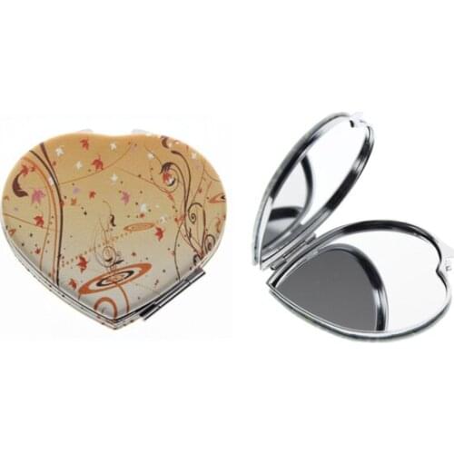 7cm Heart Double Side Big Portable Folding Compact Hand Vanity Makeup Cosmetic Pocket Mirror For Women Girl Child Kid Gift