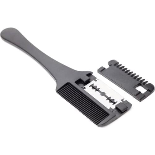 Double Side Haircut Scissors Plastic Hair Trimmer Cutter Holder Comb Barber Blade Razor Hairdressing Cutting Tool