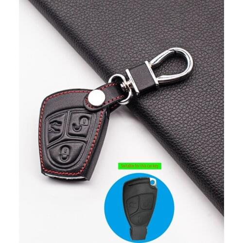 3 Buttons Carrying Leather Key Chain Key Case Cover For Mercedes Benz C And S ML CLK SLK CLS Class Protective Key Holder