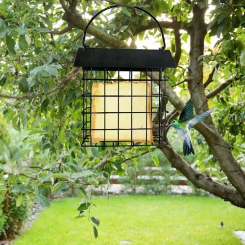 Square Bread Block Bird Feeder Outdoor Bird Food Device Suet Feeder Bird Cage House Bird Feeder with Roof Square Food Dispensers