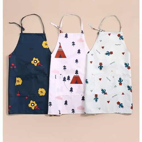 Cartoon Kitchen Apron For Adult Men Women Halter Sleeveless Chef Cooking Aprons with Big Pocket Bib Overalls Baking Accessories