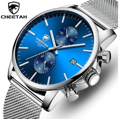 Men Watch CHEETAH Top Brand Fashion Analog Quartz Date Watches Mens Stainless Steel Luxury Business Wristwatch Relogio Masculino