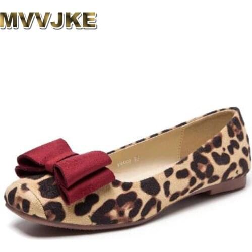 MVVJKE square toe shoes retro soft ballet flats women ballerina designer chinese bow large size leopard print vintage maternity