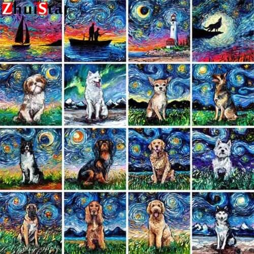 Diamond Painting Dog Kit Cross Stitch Embroidery Full Square Drill Set Animal DIY Mosaic Home Decoration