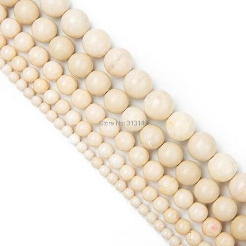 Wholesale Natural Round Fossils Healing Stone Strand Loose Beads 4 6 8 10 12MM For DIY Beading Bracelet Necklace Jewelry Making