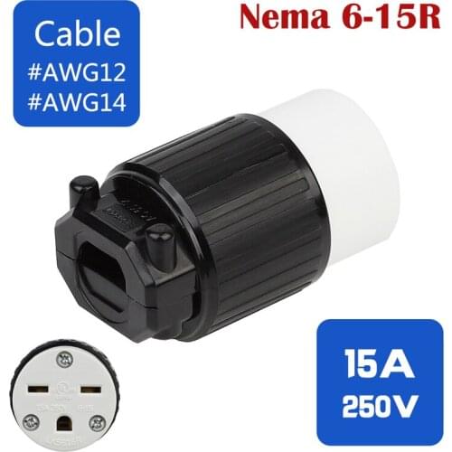NEMA 6-15R 15A/250V Self-wiring socket,American Standard Industrial Female Plug,US Industrial self-wiring connector