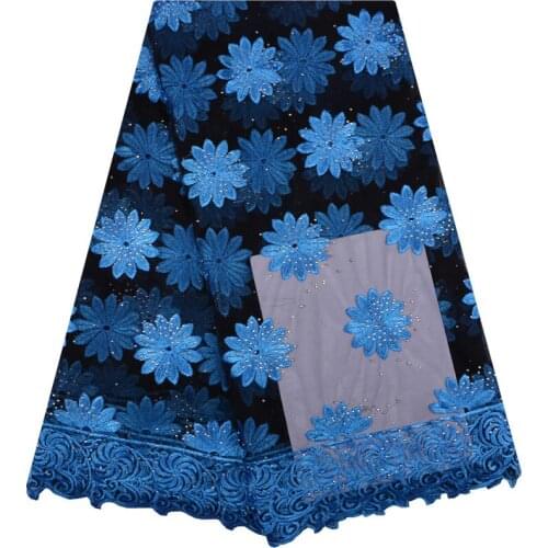 Latest Blue African Net Lace Fabric High Quality African Tulle Lace With Stones Nigerian French Latest African Lace 2018 1252